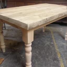 160cm Farmhouse Dining Table With Rustic Wood Top, Made To Measure Custom Finish, Restaurant Shabby Chic 6 8 Seater - thumbnail 3
