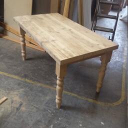 160cm Farmhouse Dining Table With Rustic Wood Top, Made To Measure Custom Finish, Restaurant Shabby Chic 6 8 Seater - thumbnail 2