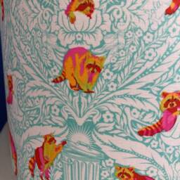 Raccoon Lampshade, Neon Tula Pink Turquoise Fabric, Psychedelic Decor, Made To Order - thumbnail 2