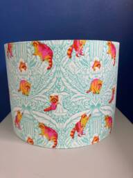 Raccoon Lampshade, Neon Tula Pink Turquoise Fabric, Psychedelic Decor, Made To Order