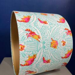 Raccoon Lampshade, Neon Tula Pink Turquoise Fabric, Psychedelic Decor, Made To Order - thumbnail 3