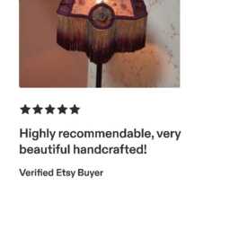 Handmade Brown Ombre Lampshade Embroidered Lace & Burgundy Pinch Pleats - Etsy - thumbnail 4