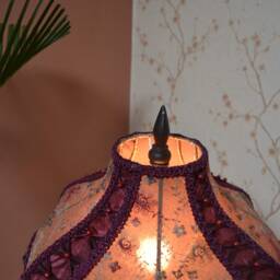 Handmade Brown Ombre Lampshade Embroidered Lace & Burgundy Pinch Pleats - Etsy - thumbnail 3