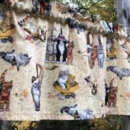 Cat Kitchen Valance - Cool Cats Strolling Beach Sands Farmhouse Country Curtain - thumbnail 3