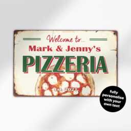 Personalised Pizzeria Sign - Custom Metal Pizza Oven Decor Outdoor Kitchen & Garden Wall Art in A5, A4, A3 - thumbnail 2