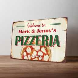 Personalised Pizzeria Sign - Custom Metal Pizza Oven Decor Outdoor Kitchen & Garden Wall Art in A5, A4, A3 - thumbnail 1