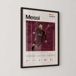 Messi Burgundy Kit Stats Poster, Lionel Barcelona Wall Art, Barca Football Print, Soccer Legend Gift, Sports Decor - thumbnail 2