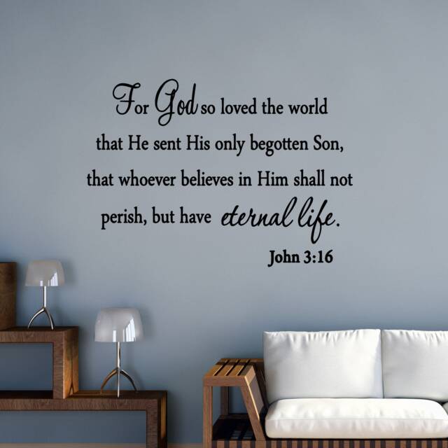 For God So Loved The World Wall Decal Quote Religious Bible Verse John 316 Scripture Christian Art Sticker By Vwaq - image 1