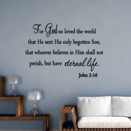 For God So Loved The World Wall Decal Quote Religious Bible Verse John 316 Scripture Christian Art Sticker By Vwaq - thumbnail 1