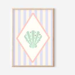 Bright Pastel Ocean & Shell Themed Prints For A Nursery, Little Girls Room Or Playroom. - Prints Only, Unframed - thumbnail 2