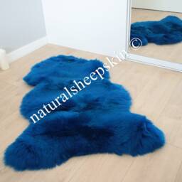 Genuine Natural Indigo Sheepskin Rug Throw Scandinavian Style - thumbnail 4