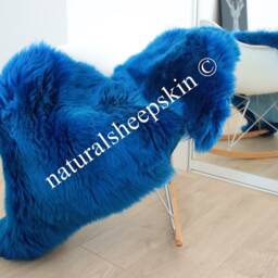 Genuine Natural Indigo Sheepskin Rug Throw Scandinavian Style - thumbnail 2