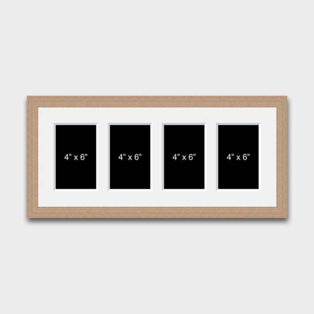 Multi Photo Picture Frame - 4 Apertures 6x4 Photos in A 20mm Oak Veneer - image 1