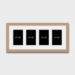 Multi Photo Picture Frame - 4 Apertures 6x4 Photos in A 20mm Oak Veneer
