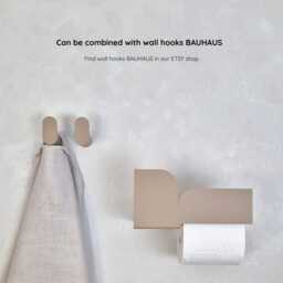 Modern Beige Toilet Paper Holder With Shelf Bauhaus Style Bathroom Decor - thumbnail 4