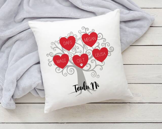 Clustog Coeden Deulu - Teulu Personol Cartref Cymraeg Welsh Gift - image 1