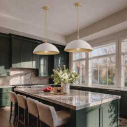 Brushed Brass Dome Pendant Light, Mid Century Modern Hanging Lamp - thumbnail 4