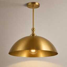 Brushed Brass Dome Pendant Light, Mid Century Modern Hanging Lamp - thumbnail 2