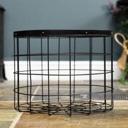 Large Black Wirework Fireside Log Basket - thumbnail 4