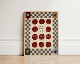 Cricket Ball Print, Kid's Bedroom Sport Wall Art, Boy's Toddler Room Play Room, Sporty Kids, Unframed - thumbnail 1