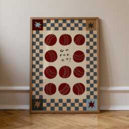 Cricket Ball Print, Kid's Bedroom Sport Wall Art, Boy's Toddler Room Play Room, Sporty Kids, Unframed - thumbnail 3