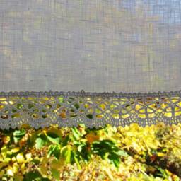 White Linen Curtain Cafe Curtains With Lace Edge Trim Window Panel French Country Kitchen Curtain.custom - thumbnail 4