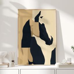 Abstract Horse Wall Art Print, Modern Equine Artwork, Neutral Minimalist Illustration For Living Room Or Hallway - thumbnail 1
