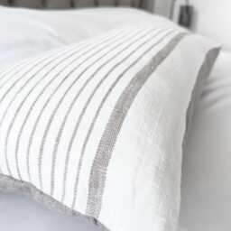 stripe Bolster Pillow Cover Beige Woven Cotton, Boho Home Decor - thumbnail 3