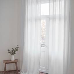 Rod Pocket Linen Curtain Panel Made Of Medium - 160 G/M2/White Airy & Natural Drapes 1 Pcs - thumbnail 2