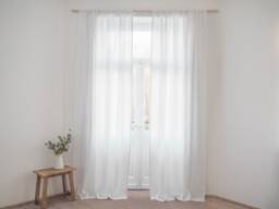 White Linen Curtain Panel, Rod Pocket, Medium Weight