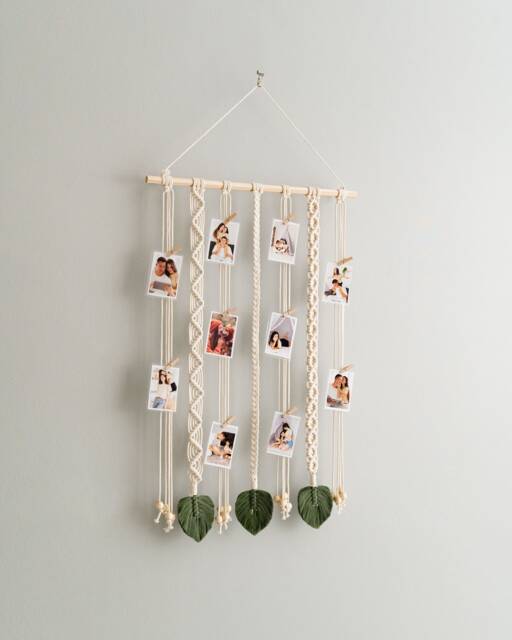 Macrame Photo Hanger, Wall Display, Art Roommate Gift, Living Room Decor, Dorm Art, Holder I44 - image 1
