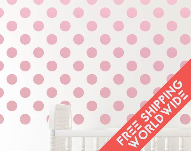 Polka Dots Pink Light Pastel Wall Decals Decor Stickers Nursery Baby Girl Circle Pattern Modern & Scandinavian - image 1