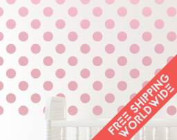Polka Dots Pink Light Pastel Wall Decals Decor Stickers Nursery Baby Girl Circle Pattern Modern & Scandinavian - thumbnail 1
