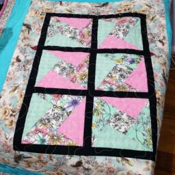 Handmade Floral Baby Quilt Cotton Lap Quilt, Chair Throw - 29x35.5 - thumbnail 3