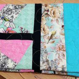 Handmade Floral Baby Quilt Cotton Lap Quilt, Chair Throw - 29x35.5 - thumbnail 2