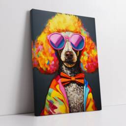 Poodle Glasses Fun Animal Dog Pet Lover Abstract Oil Painting Wall Art, Framed Canvas Poster Print, Home Kitchen Office Room Decor, Gifts - thumbnail 2