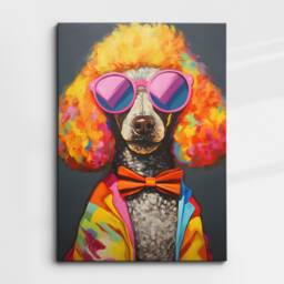 Poodle Glasses Fun Animal Dog Pet Lover Abstract Oil Painting Wall Art, Framed Canvas Poster Print, Home Kitchen Office Room Decor, Gifts - thumbnail 3