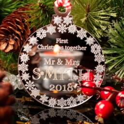 Personalised Mirrored Acrylic Christmas Ornament First Together Married - thumbnail 3