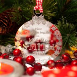 Personalised Mirrored Acrylic Christmas Ornament First Together Married - thumbnail 2