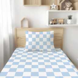 Blue Checkered - Bedding, Duvet Covers, Fitted Sheets, Modern Cool Kids Childrens Decor, Bedding - thumbnail 2