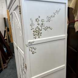 Vintage Old Charm Linenfold Painted White & Gold Cherry Blossom Wardrobe - thumbnail 3
