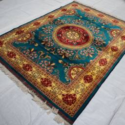 5x7 Afghan Area Rug - Turquoise Blue Oriental Hand Knotted Wool Turkmen Bukhara Tribal Rugs For Living Room Bedroom - thumbnail 3