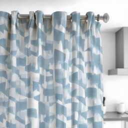 Blue Abstract Geometric Curtain Panels, Custom Window Drapes, Modern Home Decor For Living Room Or Bedroom - thumbnail 3