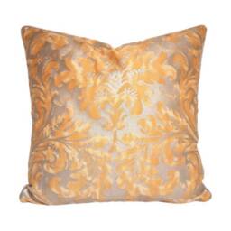 Fortuny Fabric Throw Pillow Case Yellow & Silvery Gold Lucrezia Pattern - Made in Italy