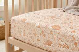 Woodland Animals Baby Fitted Sheet Fox, Rabbit, Porcupine - Mini Crib Sheet Bloom Stokke Sleepi Oval Square Bassinet Light Mahogany - thumbnail 1