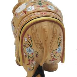 Hand Carved Wood Elephant Statue With Inlay Work - thumbnail 2