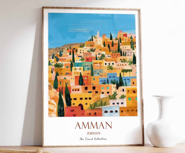Amman Print, Travel Poster, Jordan Islamic Decor, Gift For Muslim, Wall Art - image 1