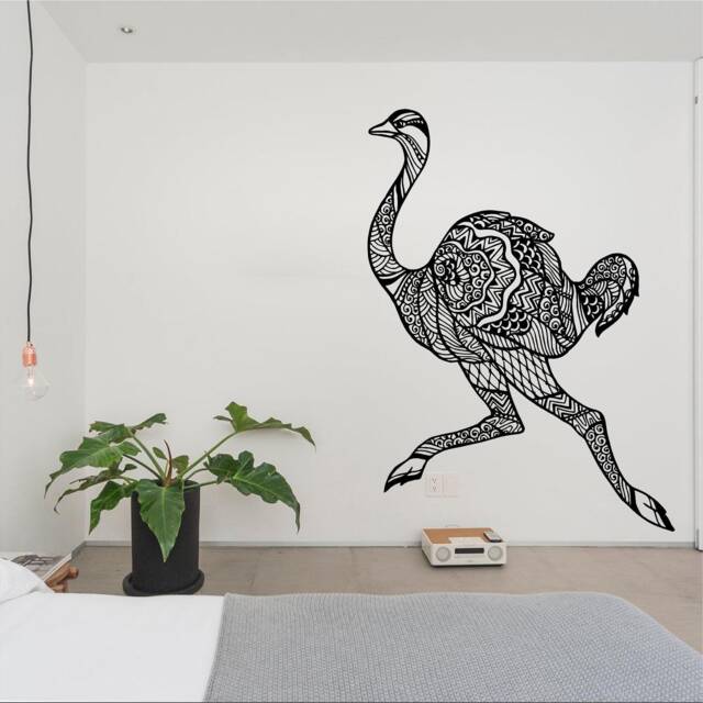 Beautiful Ostrich Vinyl Wall Art, Decal, Sticker, Transfer, Mural, Decor, Rent Friendly, Interior, Exterior, Full Removable, - 0702 - image 1