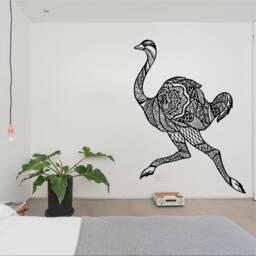 Beautiful Ostrich Vinyl Wall Art, Decal, Sticker, Transfer, Mural, Decor, Rent Friendly, Interior, Exterior, Full Removable, - 0702 - thumbnail 1