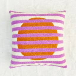 Purple, Mustard & Ivory Embroidered Boho Textured Throw Cushion Cover Decorative Handmade Pillow